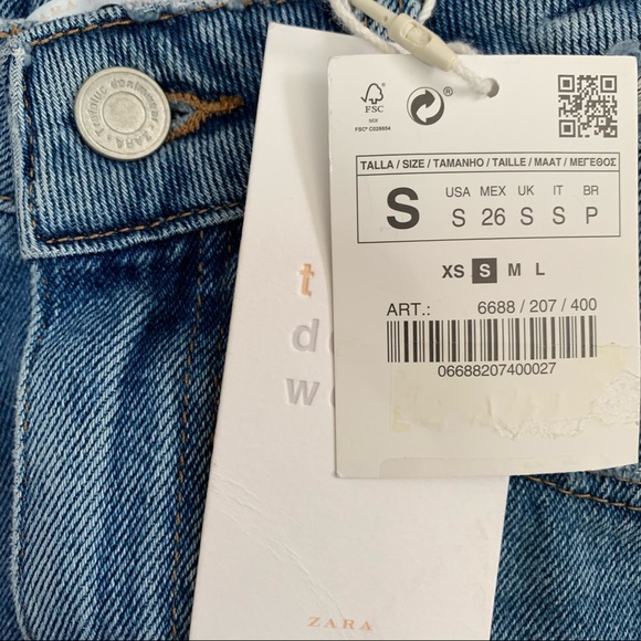 ZARA embroidered denim skirt with pockets NWT Small - Picture 4 of 8